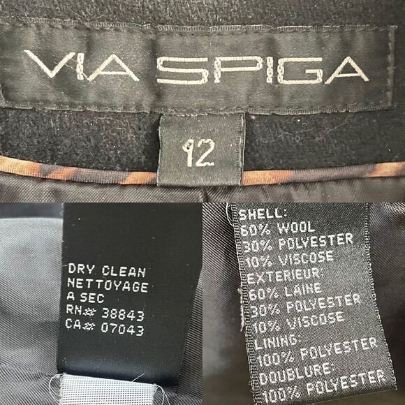 VIA SPIGA Wool Wrap Asymmetrical Winter Coat Black 12 - Picture 6 of 6